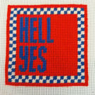HELL YES Modern Needlepoint Chart PDF - Retro Checkered Tapestry Pattern