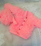 Baby Girl's Looped Cardigan and Bonnet Set, Baby Girl's Outfit, Baby Shower Gift - Image 1