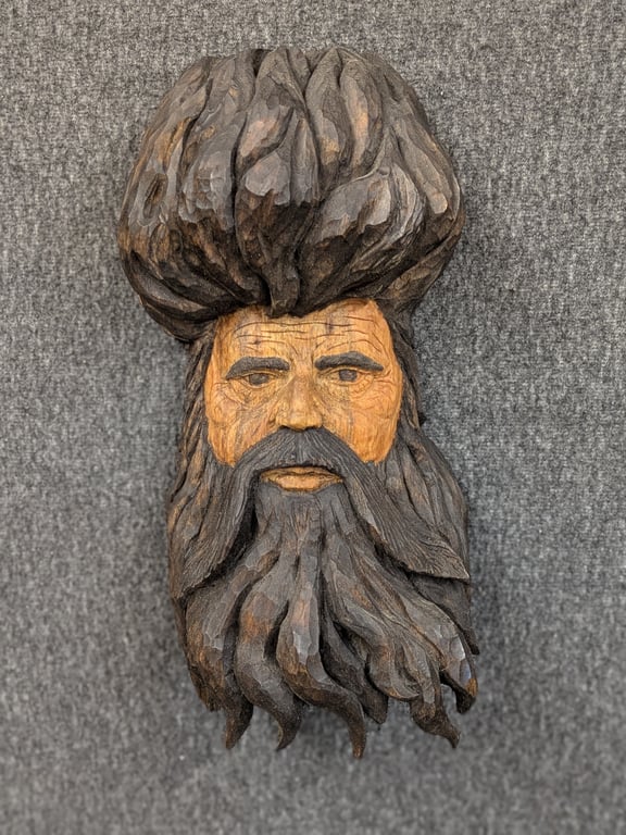 Captain black beard wooden sculpture 
