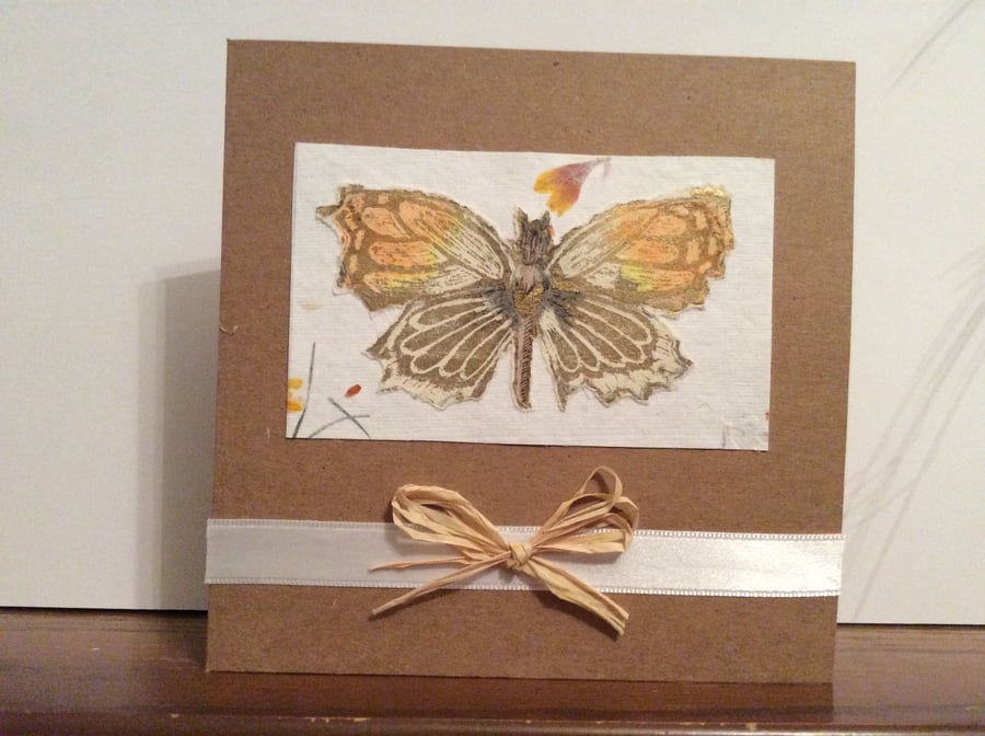 Pack of 2 original handmade cards of orange and blue butterflies.