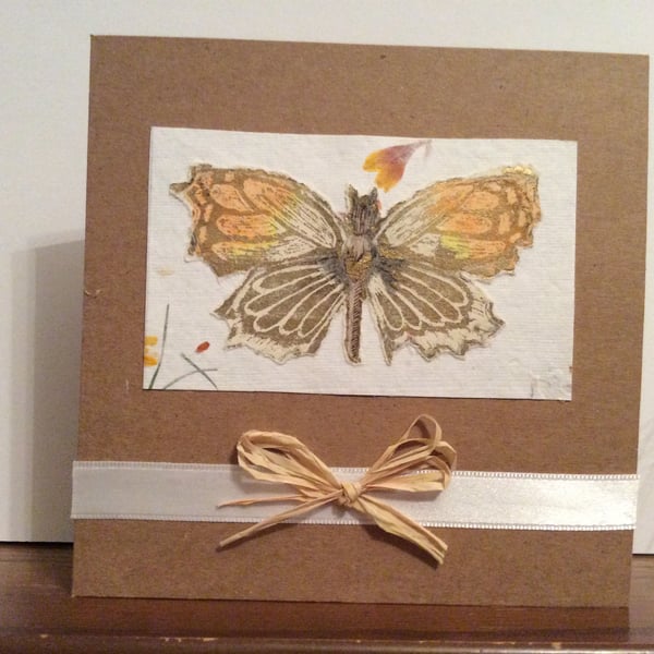 Pack of 2 original handmade cards of orange and blue butterflies.
