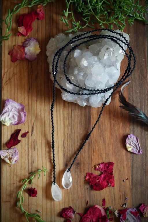 Black Tourmaline and Clear Quartz Wrap Protection and Clarity