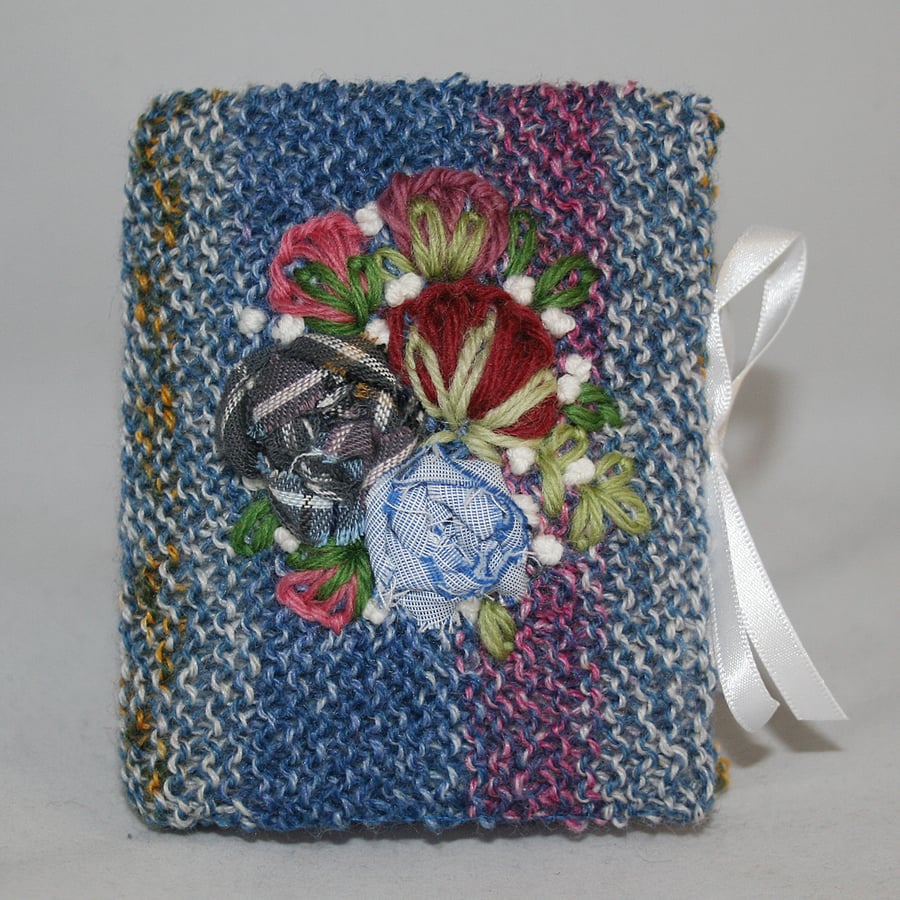 Embroidered Notepad - Blue Roses