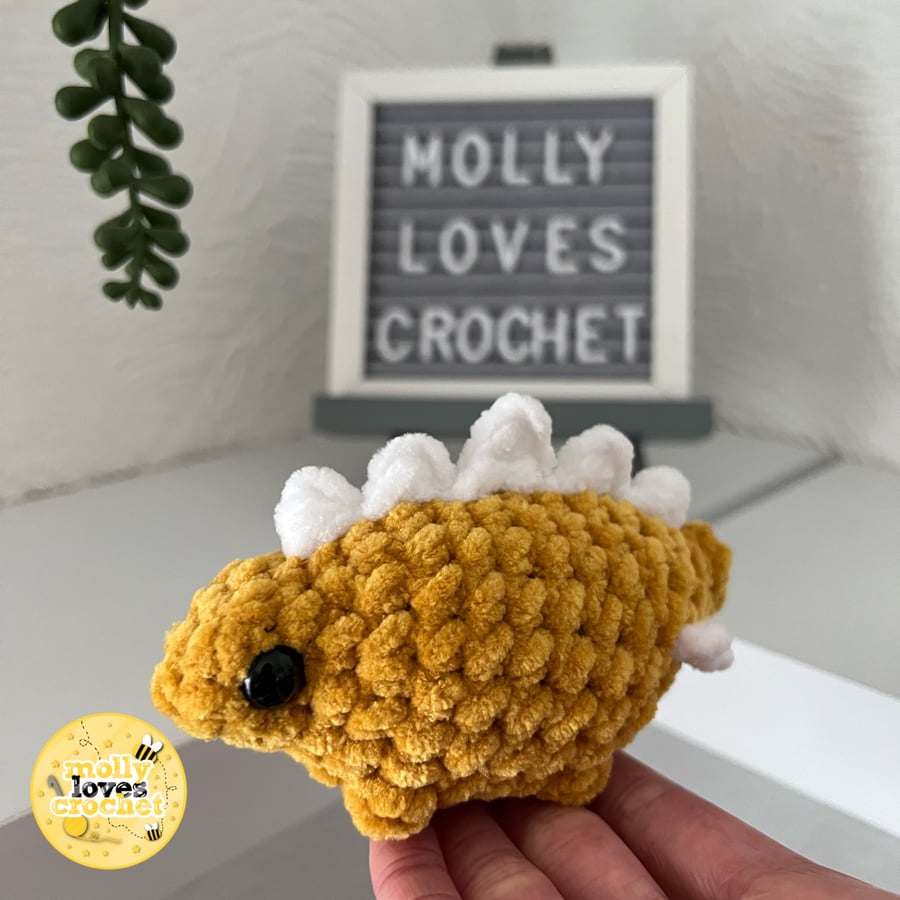 Mini Crochet Stegosaurus Plushie GOLD
