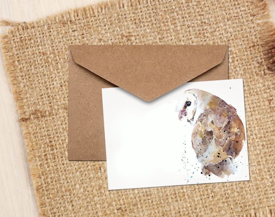 Barn Owl I See you Watercolour Art NoteGreeting Card - Barn Owl Greeting card,Ba