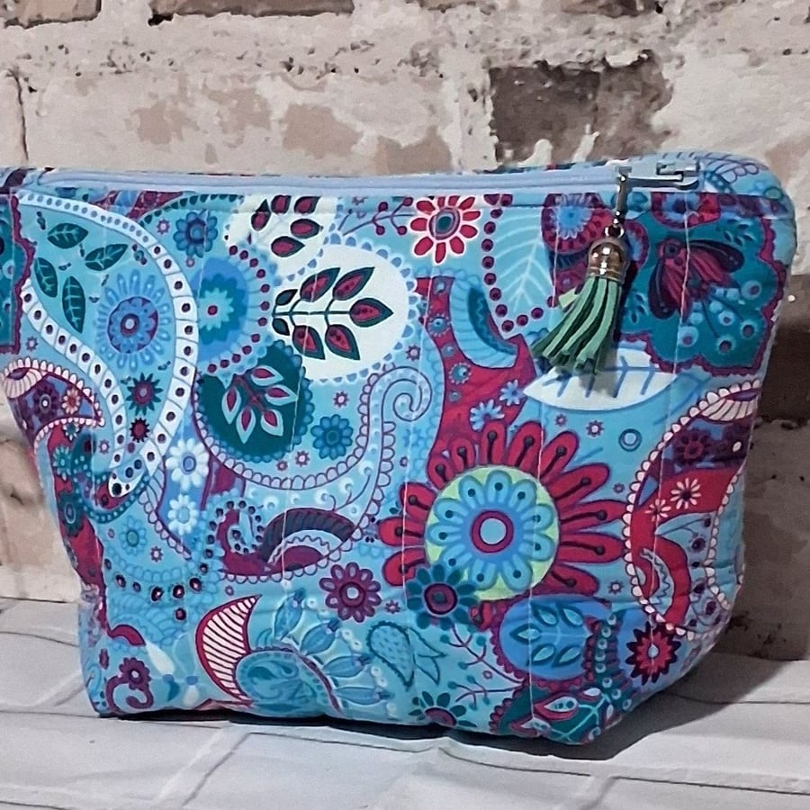 100% COTTON QUILTED COSMETIC MAKEUP BAG