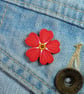 Red Forget Me Not Pin, Handmade Wooden Flower, Bereavement Brooch - Image 3
