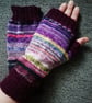 Fingerless Gloves - Hand Knitted - Multicoloured Purple - Image 1