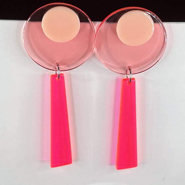 NEON STATEMENT EARRINGS pink two styles perspex