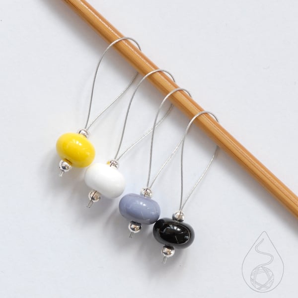 Lampwork Stitch Markers - Non-binary Pride