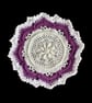 Handmade Purple & Cream Crochet Round Mandala Doily Mat. 42 cm by 42 cm. - Image 2