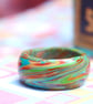 Fancy Marbled Emerald and Golds Ring - Handmade - Size S - Image 5