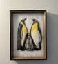 Hand-Felted Emperor Penguin Family – 2D Needle-Felted Wool Painting
