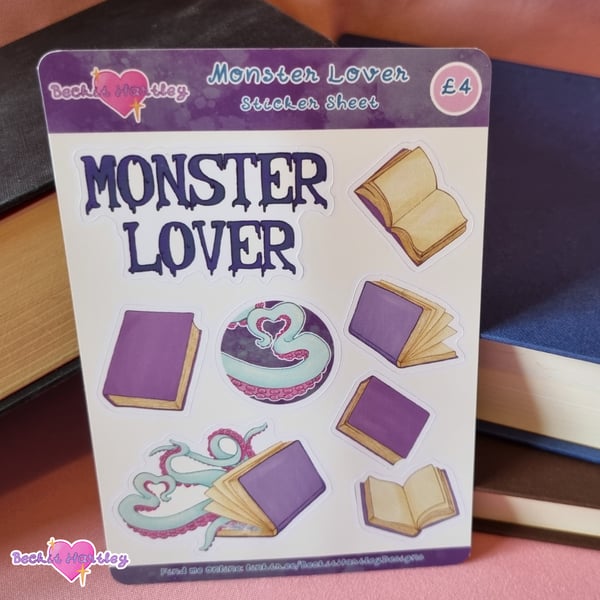 Monster Lover Sticker Sheet - Bookish Gifts, Stationery, Stickers