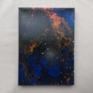 Acrylic Pour Art Canvas, Wall Art - Orange,Blue & White Flower Colour Scheme