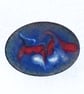 large oval brooch scrolled white and red on blue over clear enamel - Image 5
