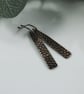 Copper Earrings, Dotty Patterned Bar Droppers with Niobium Ear Wires - Image 10