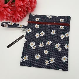 Zipped pouch with handle, in daisy,  free uk delivery. 