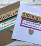 Handmade Cousin Card: Scrabble Tile & Heart Design, Birthday Greeting