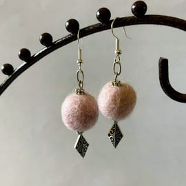 Merino wool ball earrings