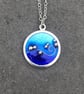 Enamel Pendant, blue enamel pendant, round blue pendant, silver bubbles pendant, - Image 7