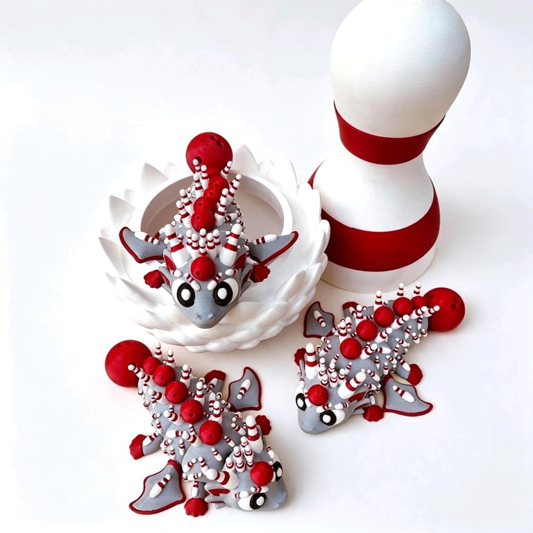 Bowling Dragon Egg Set  Articulated Flexible Dragons 3D Printed Sport 
