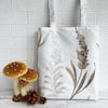 Tote Bag in Embroidered Grasses Pattern Fabric