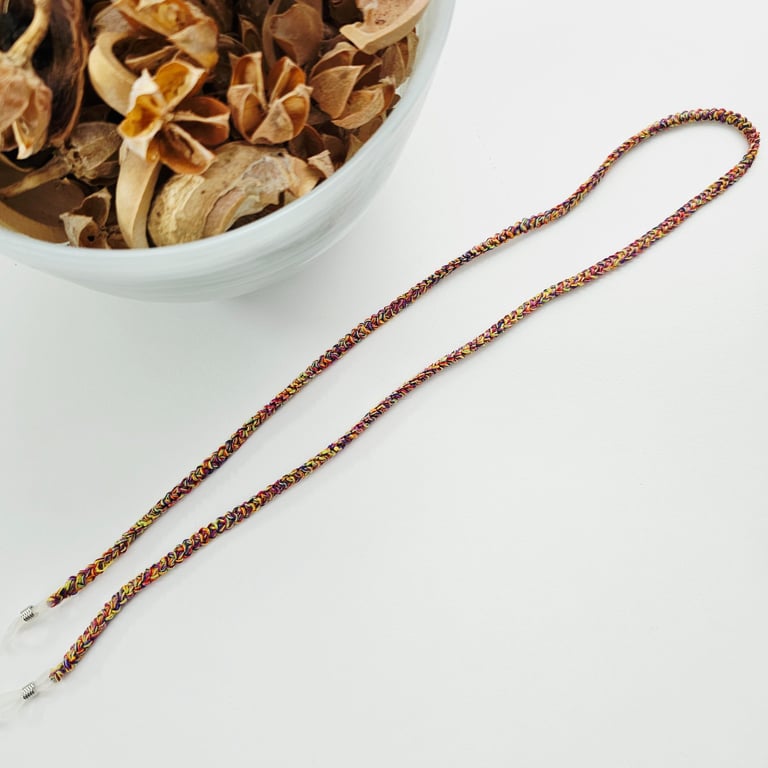 Rainbow Crochet Glasses Cord, Handmade Cotton Spectacle Chain