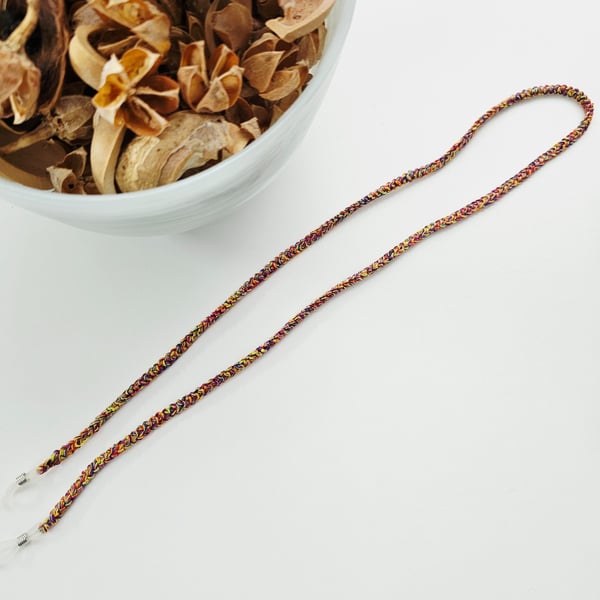 Rainbow Crochet Glasses Cord, Handmade Cotton Spectacle Chain