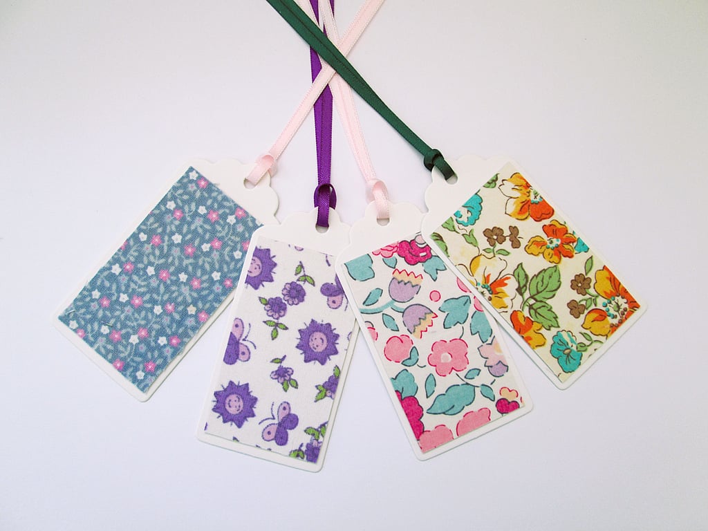 Set of 4 assorted vintage floral gift tags for any occasion 
