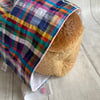 Bread bag  lined with PUL - reusable and washable. Multi-coloured seersucker.