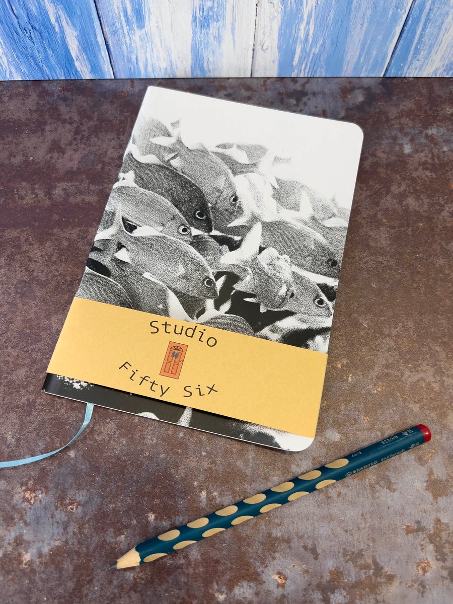 Notebook, Marine themed, A5 (ish), made from up-cycled and recycled materials.