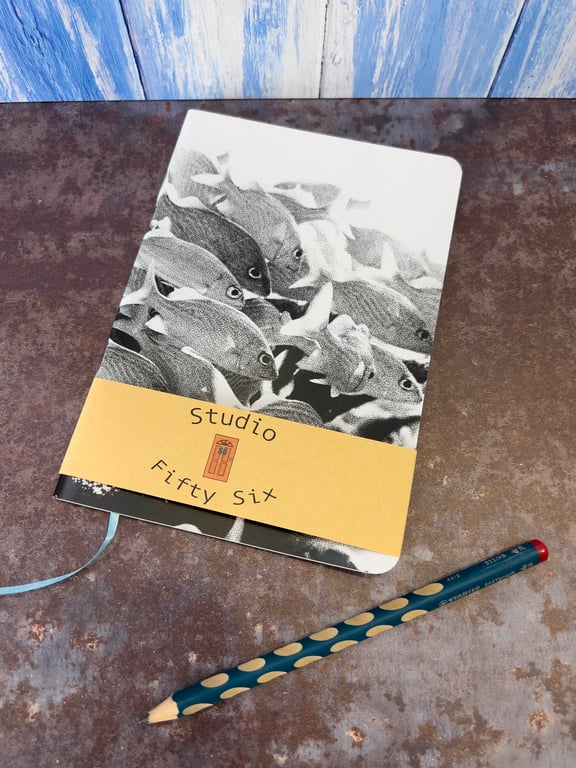 Notebook, Marine themed, A5 (ish), made from up-cycled and recycled materials.