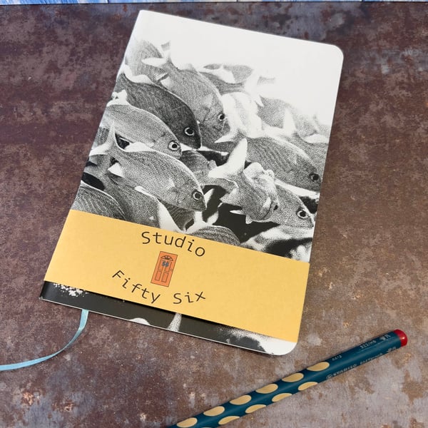 Notebook, Marine themed, A5 (ish), made from up-cycled and recycled materials.