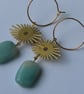 Natural Amazonite Earrings Gold Detail on gold hoops