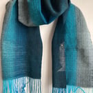 Silver Darlings Handwoven Herringbone Merino and Silk Scarf