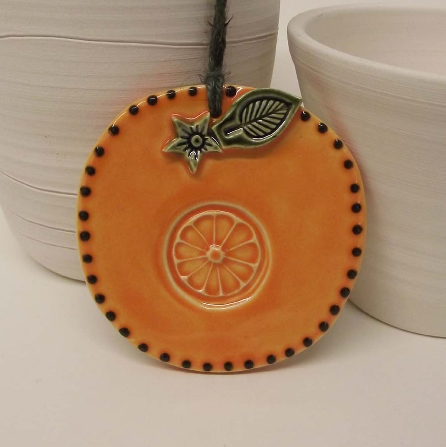 ceramic Folk art style Orange fruit decoration