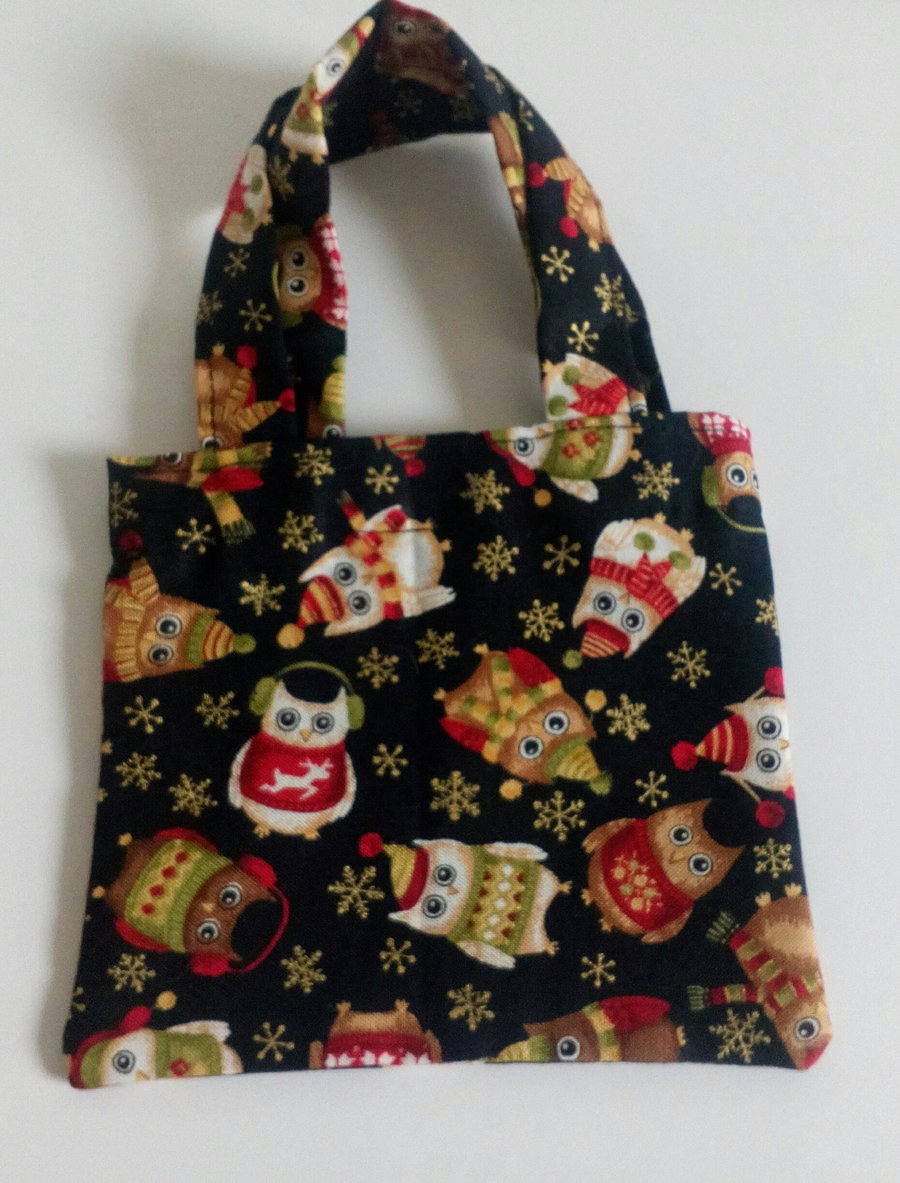 Christmas gift bag, mini gift bag, gifts, presents, wrapping, Christmas, Owls