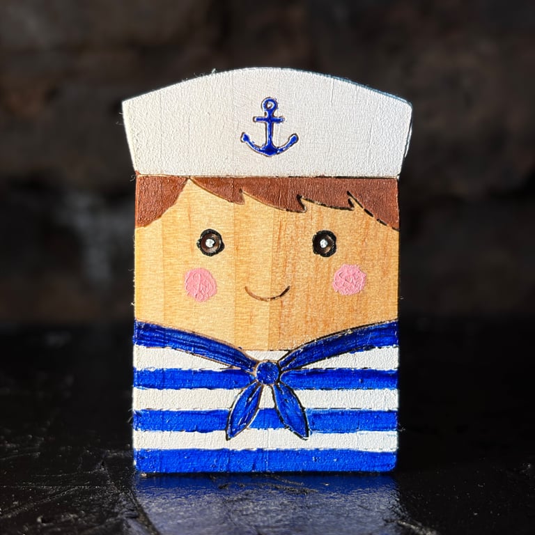 Mini Handmade Wooden Sailor Character - Sailor Sam Ornament