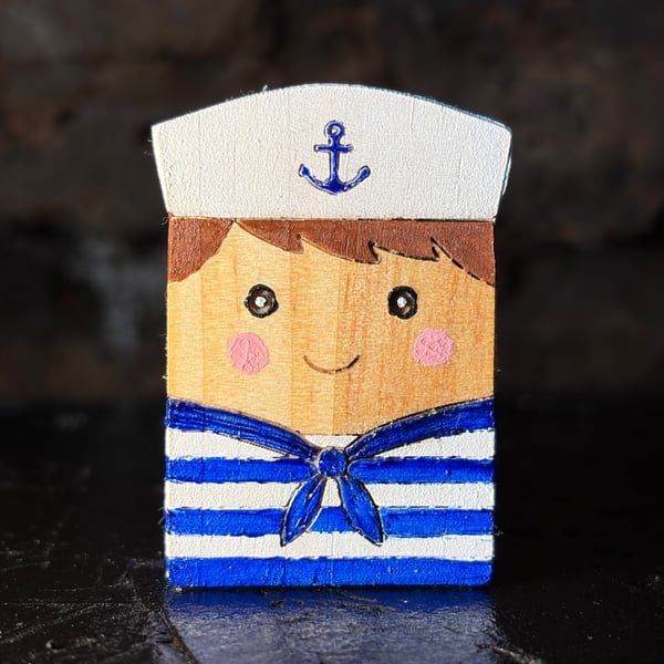 Mini Handmade Wooden Sailor Character - Sailor Sam Ornament