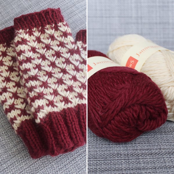 Rose Thorn Mitts (Red & Cream)
