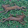 'Spring Hares' Original Embroidery Collage