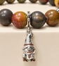 Picasso Jasper and Sterling Silver Coffee Loving Gnome Bracelet. - Image 2