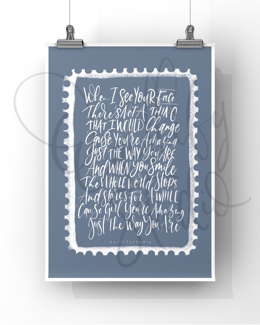 Calligraphy Print - Bruno Mars Just The Way