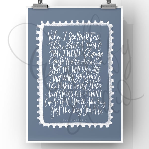 Calligraphy Print - Bruno Mars Just The Way