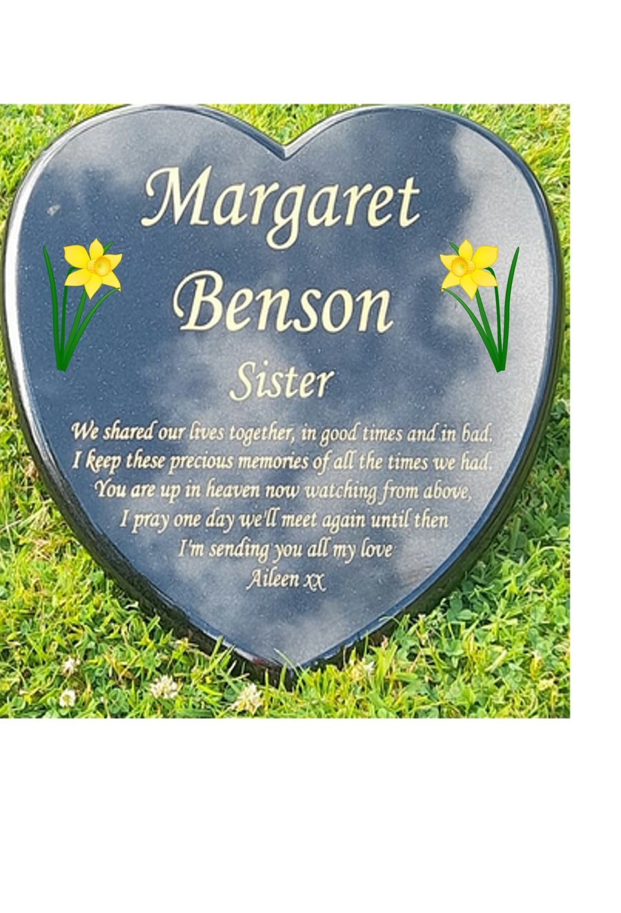 Personalised Grave Plaque Memorial Marker Heart GraveStone Engraved Memorial
