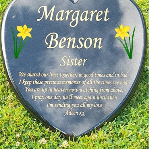 Personalised Grave Plaque Memorial Marker Heart GraveStone Engraved Memorial