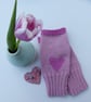 Pink Fingerless Gloves with Heart Design - Image 3