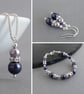 Dark Purple and Lilac Pearl and Crystal Jewellery Set - Dusty Purple Wedding