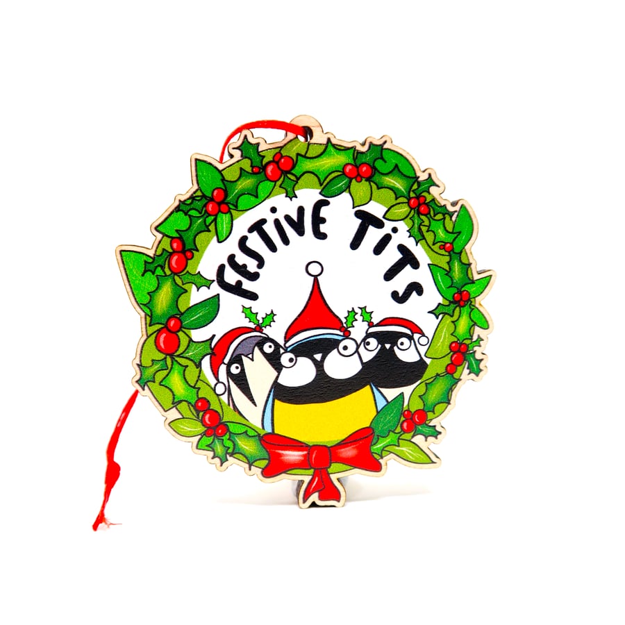 Festive tits tree decoration, Garden birds decoration 